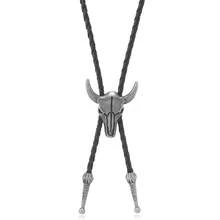 1pc Unisex Bolo Tie, Rodeo Cowboy Leather Bull Head Necklace, Western Style - Multicolor - View 10