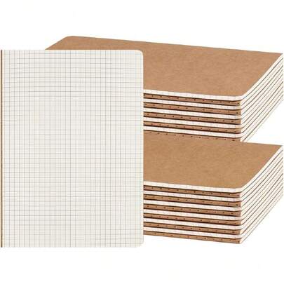 24 Pack A5 Kraft Notebooks Bulk, 8.15x5.5 Inches Graph Paper Journaling Notebooks, Notebooks For Work, Composition Notebooks For School, Journal Notebooks For Office, 60 Pages,39983644