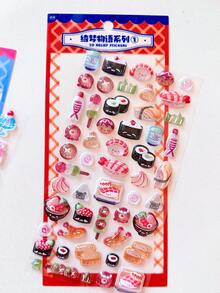 3D Embossed Stickers - Sushi Burger Food Design, Suitable For DIY Phone Cases, Water Bottles, Scrapbooking - Multicolor - View 7
