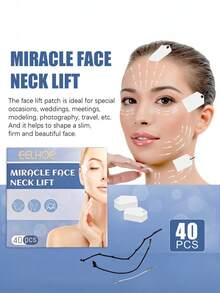 40pcs/Box Lifting & Firming Face Lift Tapes, V-Line Chin Shaping Stickers, Breathable Design, Suitable For V-Shaped Chin Shaping - Multicolor - View 4