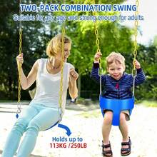 JCH- Set de Columpio para Niños Pequeños Columpio de Cubo Resistente con Cuerda Ajustable de Forma Linda con 250 LB y 150 LB de Capacidad Azul - Azul - Ver 5