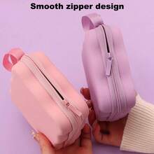 Shockproof Solid Color Material 1pc Square Wave Bluetooth Earphone Cable Portable Small Storage Bag Charger Power Bank Organizer Box Solid Color Anti Pressure Anti Drop Large Capacity Protective Case Compact Portable Travel Accessory Storage Women Gift Birthday - Multicolor - View 7