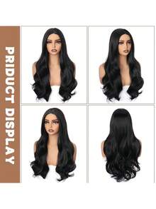 Ladies Long Wavy Synthetic Party Hairpiece - Suitable For Everyday Parties - Heat Resistant Fiber - Gender Neutral - One Size Fits All - 100% Density - Loose Wave Style - Suitable For All Ethnicities - Black - View 4