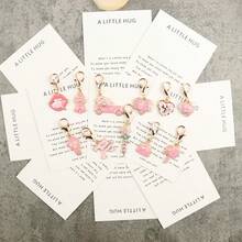 11pcs Valentine's Day Keychain Set With Pocket Hug Card, Pink Theme, Fashion Gift, Interesting Pendant, Valentine's Day Gift For Lover, Party Favor Keychain - Pink - View 9