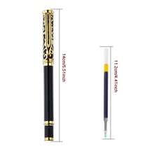 时尚经典黑色雕花圆珠笔/优雅金属商务签名笔/男女通用奢华行政办公签名笔/学生书法练习笔/可替换笔芯 - 黑色 - 查看 7