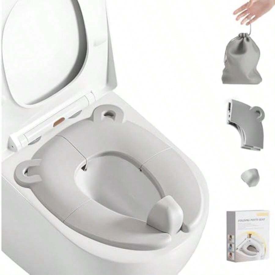 Asiento Plegable para Inodoro con Protección Salpicaduras, Alfombrilla de Inodoro para Niños, Asiento Plegable para Orinal de Viaje para Bebé ()(Blanco) - Multicolor - Ver 1