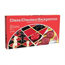 NEW Pressman Toy - Set de Ajerdrez Backgammon Damas - Redbox3en1 - Ver 1