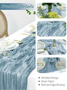 Dusty Blue Cheesecloth Table Runner 10Ft, Gauze Table Runners 120 Inch,Semi Sheer Cheese Cloth Fabric Runner Bulk For Wedding,Party,Baby Shower,Bridal Shower - Baby Blue - View 4
