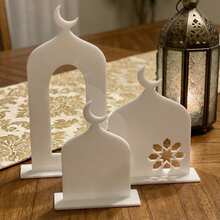 3 Pcs Eid Party Table Centerpieces, Middle Eastern Style Centerpieces, Ramadan Moon Tower Set, Ramadan Table Sign, Three-Dimensional Castle Acrylic Mirror Table, Festive Home Decoration Tabletop Ornaments, Ramadan Supplies, Study Decoration