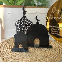 3 Pcs Eid Party Table Centerpieces, Middle Eastern Style Centerpieces, Ramadan Moon Tower Set, Ramadan Table Sign, Three-Dimensional Castle Acrylic Mirror Table, Festive Home Decoration Tabletop Ornaments, Ramadan Supplies, Study Decoration