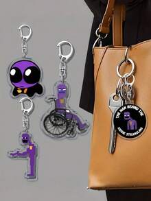 1pc Acrylic Pixel William Afton Keychain, Purple Pendant, Backpack Accessory, Best Gift For Fans - Multicolor - View 9