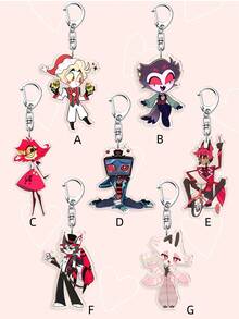 1PC Cute Acrylic Cartoon Keychain, /Alastor/Vox/Husk/ Cute Bag Accessory, Anime Character Keychain, Car Keychain, Backpack, Jewelry Accessory, Perfect For Everyday Wear, Great Gift For Friends And Fans - Multicolor - View 10