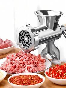 1个手动绞肉机。绞肉机。可绞碎各种肉类和香料。手动绞肉机/香肠制作器，台式猪肉绞肉机，香肠灌肠漏斗，自制汉堡肉饼制作器，手动厨房工具