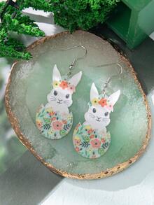 一对亚克力材质的可爱复活节兔子、彩蛋和小鸡耳环，适合女性在节日派对上佩戴，也可作为节日礼物。 - 多色2 - 查看 22