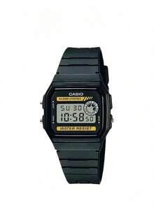 Casio 卡西欧男女通用电子表 - 防水表带，具备日历、闹钟和秒表功能。复古学生风方形腕表。橡胶表带。运动时尚。适合日常佩戴。新年、圣诞节、圣诞礼物。 - 黃色黑色 - 查看 11