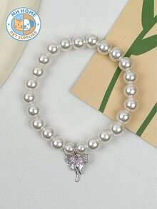 1 Piece Light Luxury Butterfly Pendant Pet Necklace Handmade Beaded Cat Collar Dog Necklace Jewelry Collar Pet Clothing Decoration Dogs Kitten Collar Pet Collar Kitty Collar Cartoon Cat Collar Pet Gifts Photo Shoot Prop Cute Pet Necklace Dog Necklace Puppy Necklace Doggy Necklace