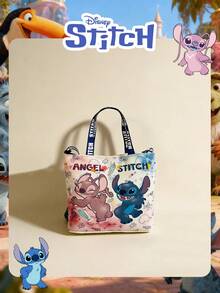 Disney Officially Licensed 1 Pc Lilo & Stitch Printed Teen's Book Bag,Candy BagLunch Bag Mischievous Stitch Student's Cute Cartoon Handheld Bag For Daily Use, Casual Canvas Shoulder Bag For Easy Carry – For Students/College/University StudentsTeenagers/Teens/Young Adults/Zoomers For Daily/Shopping/ Valentine's Day - Multicolor - View 14