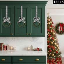 Christmas Kitchen Cabinet Wreath Hanging Mini Wreath With Ribbon Bows And Berries For Wall Front Door Party Decorations - C - View 4