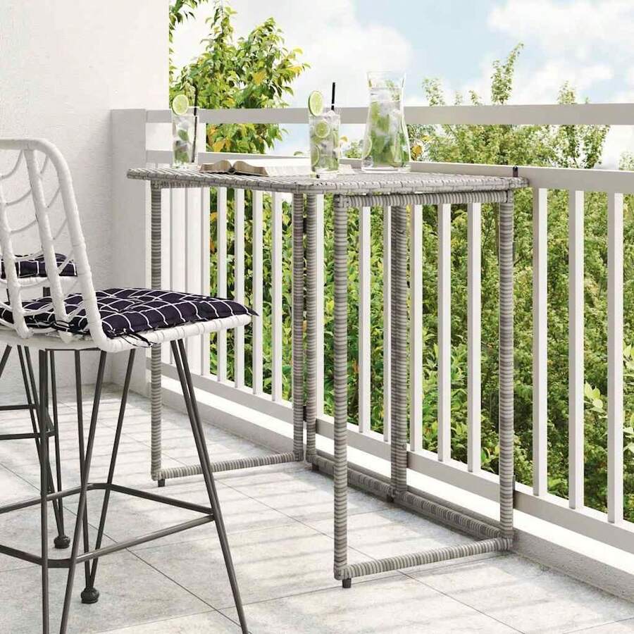 VidaXL Table de jardin pliante gris 90 x 51 x 75 cm polyrotin