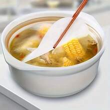 50片装厨房吸油纸 - 白色油脂过滤器，适用于汤、油炸食品和煎炸 - 易于清洁，经久耐用且吸油性强，非常适合去除锅碗瓢盆上的油脂，厨房必备 | 现代厨房用品 | 耐用纸张，油脂去除工具 | 厨房卷纸，厨房工具和用具，带糖罐盖，悬挂式食品储存密封纸，塑料吸油珠，烹饪必需品 - 白色 - 查看 3