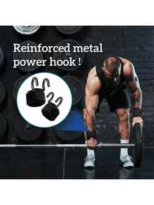 1 Pair Lifting Hooks With Wrist Wraps, Gym Grip Handle, Strength Training Straps, Pull Up Bar Hooks, Weightlifting Gloves, Anti-Slip, Premium - Multicolor - View 1