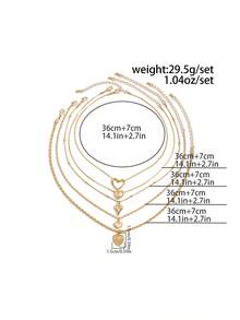 5件套波西米亚风镂空心形扭链项链，优雅时尚休闲风，适合婚礼、派对、度假、街头风、情侣约会、女士节日生日等场合，百搭珠宝礼品。 - 項鍊 - 查看 5