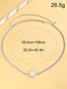 1pc Vintage Silver Coin Badge Waist Chain, Fashionable Body Chain Decoration For Party, Elegant Accessory For Women - Silver - View 5