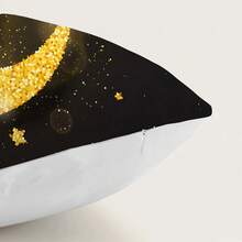 2pcs Ramadan Crescent Moon & Star Blessing Text Print Pillow Covers, Peach Velvet Fabric, Single-Sided Printing, 17.7*17.7in(45*45cm), Suitable For Home Decor, Living Room Sofa Cushions, All Seasons, Gifts - Multicolor - View 4