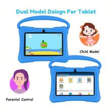 Qetupa 7-Inch Kids Tablet, 64GB ROM, 4GB RAM, Android 13, Suitable For 3-14 Years Old, 2.4G WiFi, GSM, Eye Protection Mode, Educational Functions, Parental Control, Includes Silicone Protective Case