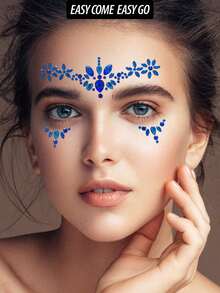 1sheet Face Gem Stickers, Acrylic Gems Stickers, Self-Adhesive Rhinestone Sticker For Party, Club,Halloween, Festival Face Decorations - Multicolor - View 6