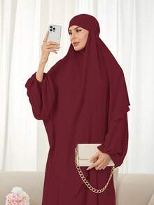 2pcs Set: Khimar Hijab Prayer Headscarf + Loose Comfortable Abaya Clothing, Suitable For Women's Daily Wear And Prayer, All Season,Beach,Holiday - Multicolor - View 26