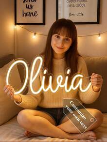 Customized Neon Name Sign, Wedding Decor, Neon Name Light, Kids LED Neon Light, Personalized Gift, Bedroom Decor, Home Decor USB LED Lamp, Birthday Gift, Nursery Sign, Nursery Letters, Kids Room Decor, Unique Ideal Gift For Men Or Women, Children's Day, Father's Day, Graduation, Wedding, Housewarming, Living Room, Bedroom, Office, Tea Room, Home, Bathroom - Multicolor - View 17