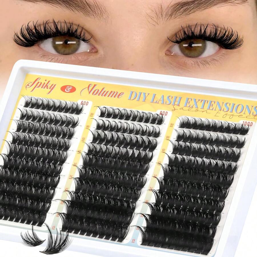 Spiky Volume Lash Clusters 300Pcs D Curl 10-18mm DIY Manga Lashes - Fluffy & Thick Individual Eyelash Extensions - Cactus Bloom - View 1