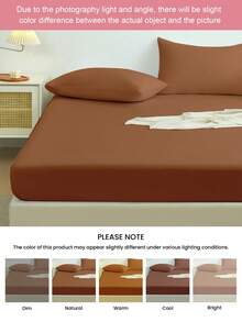 2/3件套纯色床笠，9.85英寸/25厘米深口袋床垫保护套，柔软透气，适用于单人床、双人床、大号床、特大号床，可机洗，通过Oeko-Tex认证，摩卡棕色 - 摩卡棕 - 查看 9