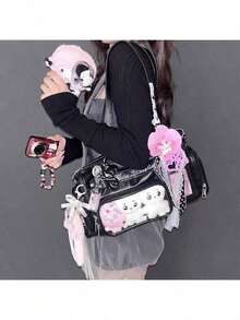 Women Shoulder Bags - Black (with Hidden Compartments for Concealing Light Boards) - View 8