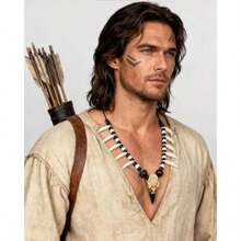 Collar cruz cuervo vikingo dientes hueso salvaje bárbaro halloween cosplay joyería alternativa - Estilo Raven White - Ver 2