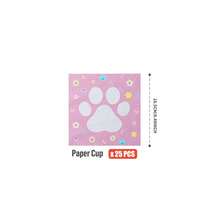 一套花卉猫爪印一次性餐盘、餐巾纸、杯子，适合25位客人，一次性派对用品，适合生日、婚礼、主题派对、家庭野餐等场合。 - 彩色 - 查看 10