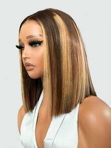 优雅卷发波浪蕾丝前假发,高温丝材质,蕾丝面积可选13*4、4*4、5x5、13x6英寸,无需胶水,合成蕾丝前假发 - S4/27 - 查看 4