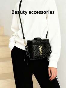 Yves Saint Laurent Black Quilted One Shoulder Bag, Chain Crossbody Bag, Large Capacity, Fashionable Gift For Valentine's Day (Everyday/Party)