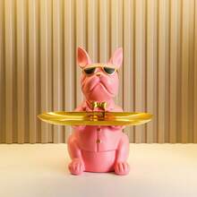 1pc French Bulldog Statue Tray, Decorative Resin Catchall Holder For Keys, Candy, Jewelry, Earrings, Coin Bank - Modern Decor French Bulldog Figurine For Entryway, Coffee Table, Office Desk, Home - One Size - View 6