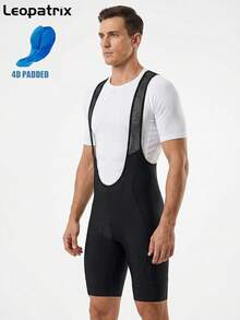LEOPATRIX 男士骑行背带短裤 4D加厚透气公路自行车骑行背带裤 骑行自行车凝胶长行程 - 黑色 - 查看 1