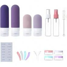 CYPNJuego de 17 Botellas de Viaje Silicona Accesorios de Viaje Recargables A Prueba de Fugas Recargable para Champú Loción con Etiqueta MoradoFashion - 219871816 - Ver 8