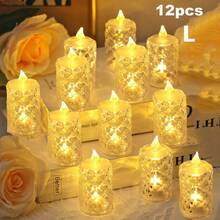 3/12/24pcs Crystal Diamond Shaped LED Electronic Candle Lights, Battery Powered Flameless Candle Lights For Indoor Decoration, Suitable For Wedding, Holiday Dining Table, Party Decoration - 無色 - 查看 17