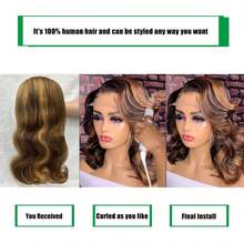 Honey Blonde Bob Wig Human Hair 16 Inch 13x4 Body Wave 4/27 Highlight Ombre HD Lace Front Wigs Human Hair Pre Plucked Glueless Lace Frontal Bob Wigs For Women - S4/27 - Xem 4