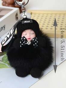 鲜艳的色彩，奢华柔软的毛绒，可爱的睡觉毛绒娃娃钥匙扣吊坠，是背包或汽车钥匙汽车配件包饰背包学校的理想礼物