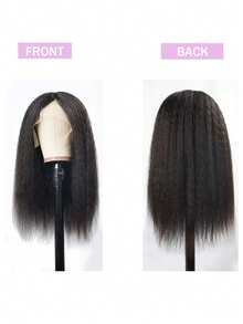 180% Density Transparent 13x4 Lace Front Natural Black Soft Natural Human Hair Wig, Suitable For Women