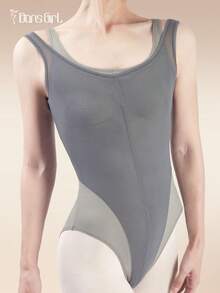 DonsGirl Women's Ballet Leotard - Double Layer Mesh Patchwork, High Waist Modern Design, Adjustable Straps, Elegant Sexy Jumpsuit, Suitable For Dance Performance And Everyday Wear - Grey - View 5