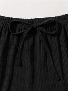 3-Piece Lace Suspender Short Trousers Three-Piece Women's Four-Season Sexy Lace Suspender Home Set (Including Trousers, Shorts And Tank Top) Sexy Underwear Loungewear Pajamas - 黑色3件套裝 - 查看 4
