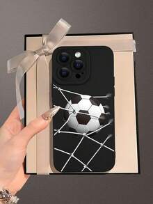 1个复古时尚3D足球图案全包软TPU手机壳，兼容苹果17、16、15、14、13、12、11 Pro/Pro Max/Plus及其他Galaxy机型，适合作为新年、生日、复活节、情人节、愚人节礼物送给朋友、家人、同事、爱人。 - 黑色 - 查看 1