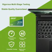 Acer The SA100 2.5-Inch SATA SSD Boasts 560MB/S Read Speeds, Instantly Boosting The Performance Of Older Laptops. It Operates Quietly With No Mechanical Parts, Offering Low Power Consumption For Extended Battery Life And Smoother System Startup And Application Loading. - SA100 Series - View 5